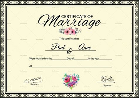 Marriage Certificate Template Certificate Templates Marriage Certificate Certificate Design