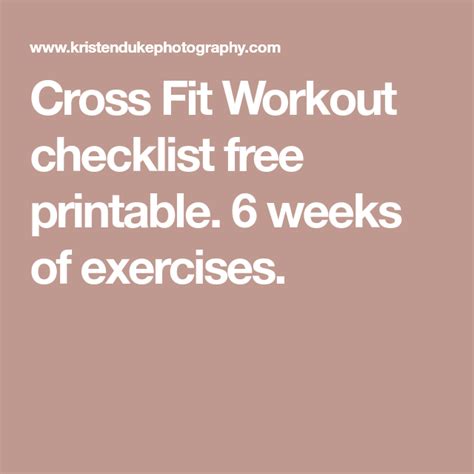 Cross Fit Workout Checklist Free Printable Crossfit Workouts Free