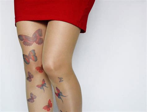 Butterflies Tattoo Tights Design Tights Tattoo Stockings Etsy