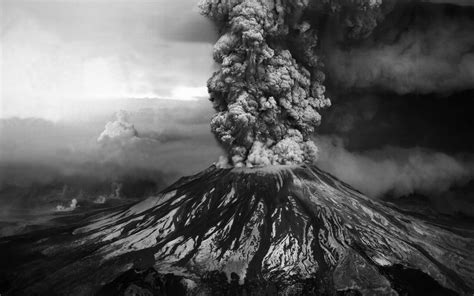 Volcano Eruption Volcano Smoke Nature Monochrome Hd Wallpaper
