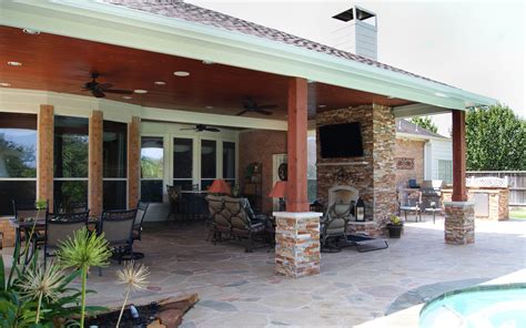 Cypress Patio Cover With Fireplace And Kitchen Texas