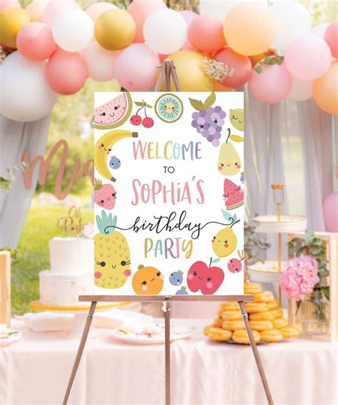 Editable Twotti Frutti Birthday Party Welcome Sign Welcome Etsy