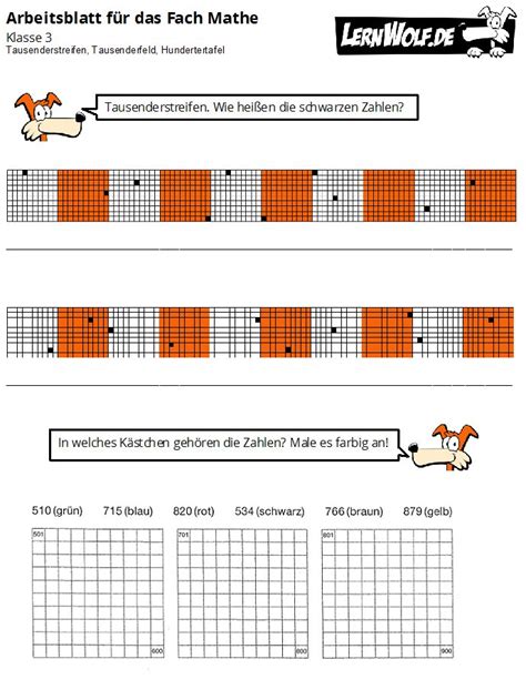 Tausendertafel übung zahlen bis tausend. Übungen Mathe Klasse 3 kostenlos zum Download - lernwolf.de