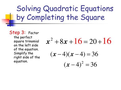 Ppt Solving Quadratic Equations By Completing The Square Powerpoint