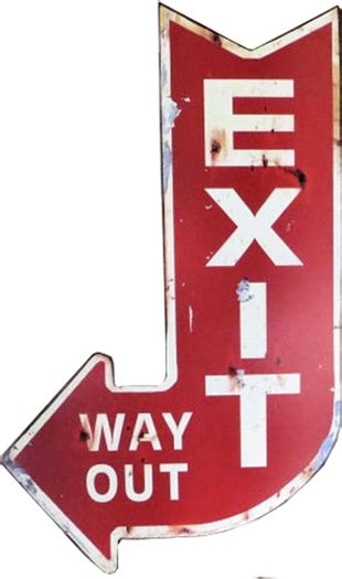 Second Life Marketplace Exit Tin Sign One Way Out Old