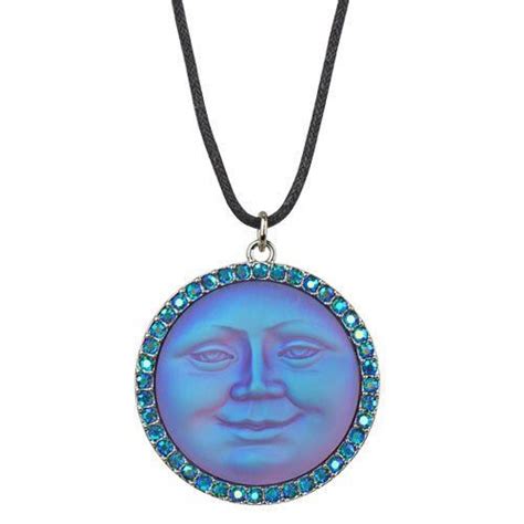 Rare Kirks Folly La Luna 35mm Seaview Moon Necklace Blue Moon Signed