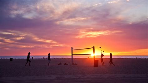 Volleyball On Beach Sunset