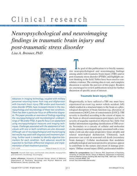 Pdf Neuropsychological And Neuroimaging Findings In Traumatic Brain