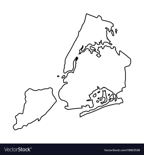 New York City Map Of Black Contour Curves On Vector Image