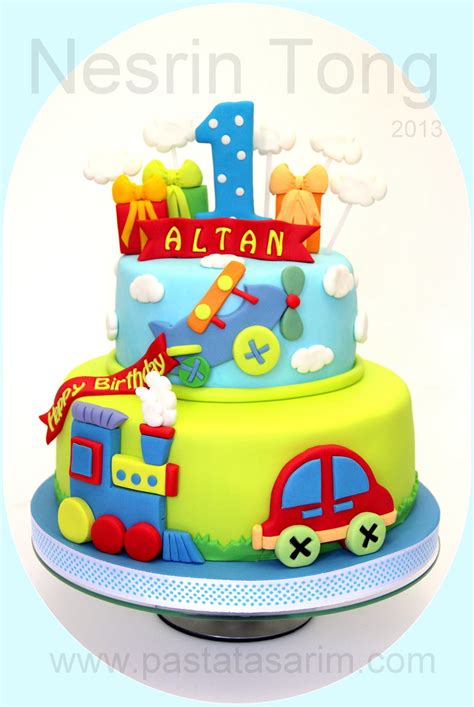 I didn't want to go too 'theme' crazy so i decided to stay away from characters et. car,train and plain 1st birthday cake | CAKE BY NESRİN ...
