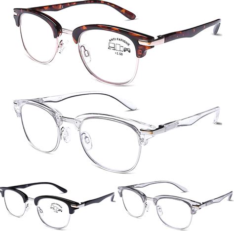 doovic 4 pack blue light blocking reading glasses anti eyestrain fashion classic