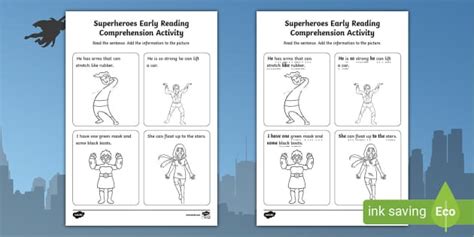 Superheroes Phase 4 Early Reading Comprehension Activity