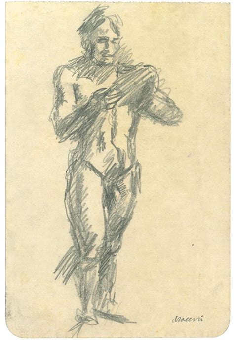 Mino Maccari Standing Male Nude Original Pencil Drawing 1970s For Sale At Pamono