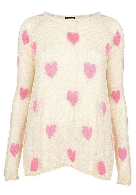 Pink Loving Heart Round Neck Cotton Blend Pullover Heart Sweater
