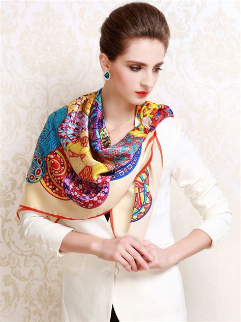 Buy Wholesale Luxury Women Autumn And Winter 100 Mulberry Silk Floral Print Scarf Shawl Wrap