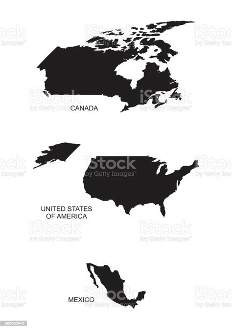 North America Countries Silhouettes Stock Illustration Download Image