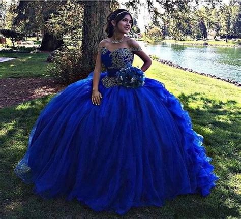 2020 Ball Gown Royal Blue Quinceanera Dresses Off The Shoulder Ruffles