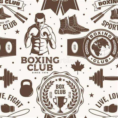 Boxing Club Seamless Pattern Vector Background With Boxing Sport Club