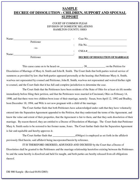 Free Printable Uncontested Divorce Papers Georgia Form Resume