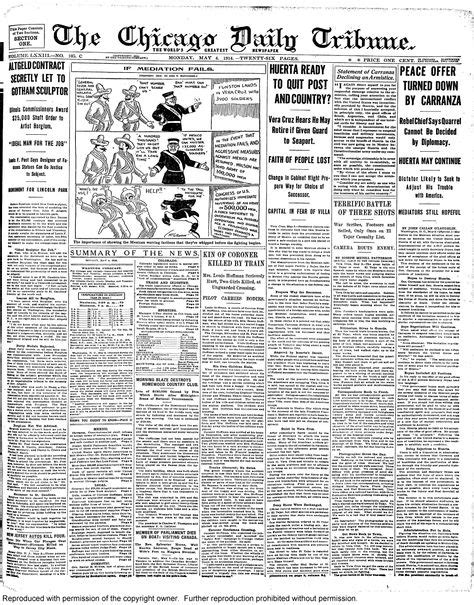 Historical Newspapers Chicago Tribune 100 Years Ago Chicago Tribune