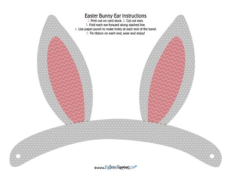 Bunny ear pattern outer pattern for the fur and the inner for the felt. Hippity Hoppity - Bunny Ear Free Printable | Big Dot Of ...