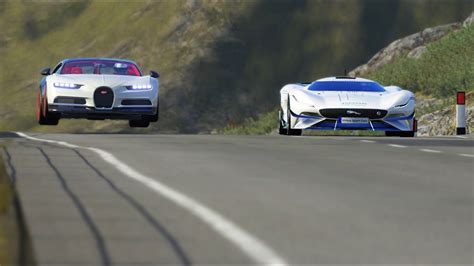 Jaguar Vision Gt Vs Bugatti Chiron Sports At Highlands Youtube