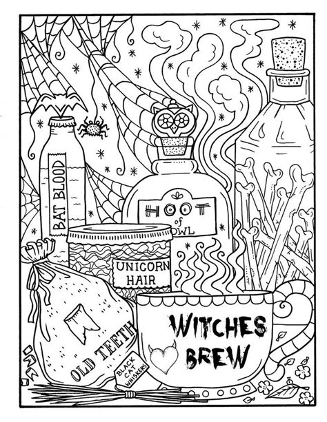Witchy Brew Coloring Page Pdf Halloween Coloring Fun Coloring Pages