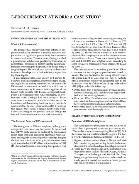 (PDF) E-PROCUREMENT AT WORK: A CASE STUDY* E-PROCUREMENT ...