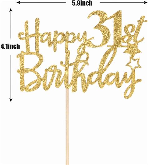 Maicaiffe Gold Glitter Happy 31st Birthday Cake Topper 31 Cake Topper
