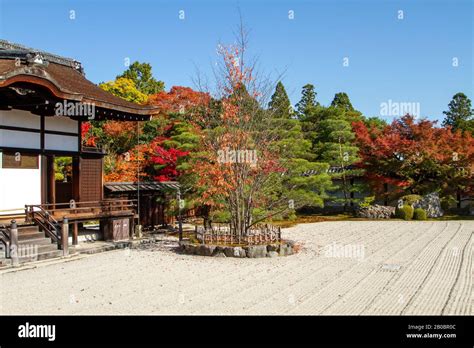 Japan Kyoto Ryoan Ji Zen Buddhist Temple View Of The Dry Rock Garden