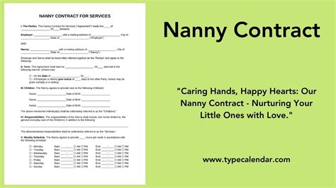 Free Printable Nanny Contract Agreement Templates [pdf Word] Sample