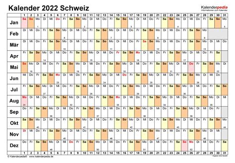 Kalender 2022 Schweiz Zum Ausdrucken Als Pdf