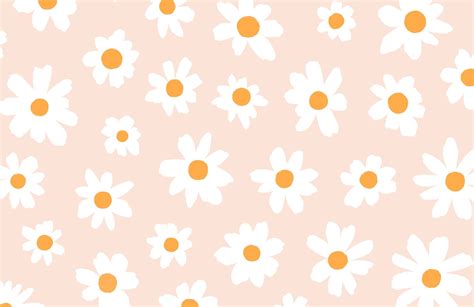 An Orange And White Flower Pattern On A Pink Background