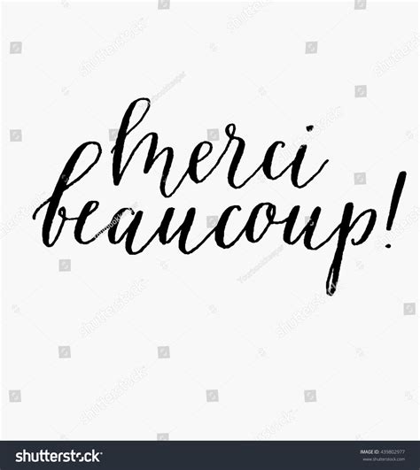 Merci Beaucoup Hand Written Phrase In French Meaning Thank You Very