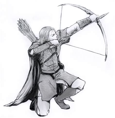 A Drawing Of A Person With A Bow And Arrow