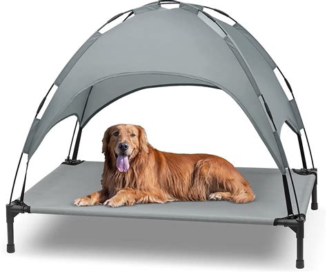 Heeyoo Elevated Dog Bed With Canopy Outdoor Dog Cot With