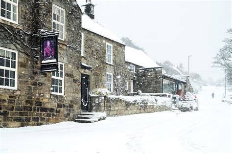 Heavy Snow In Danby Village Yorkshire Christmas Card A5 Whitby