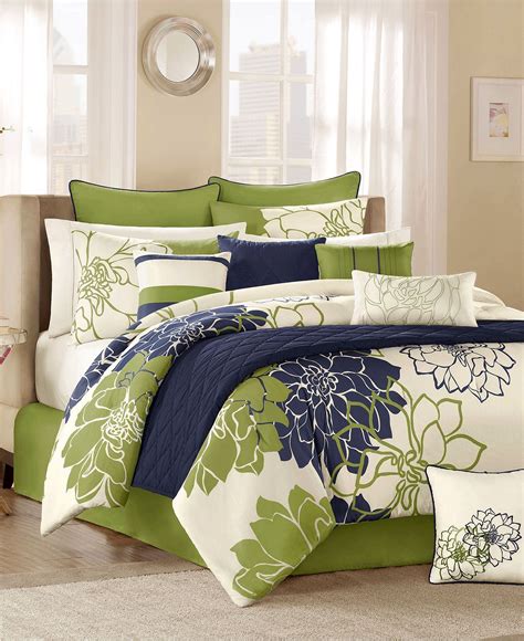 Each set includes a comforter and two shams (except sizes twin and twin xl, which include only one sham). Lola Green Comforter Set | Green comforter sets, Bedroom ...