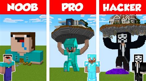Minecraft Noob Vs Pro Vs Hacker Statue House Build Challenge In Minecraft Animation