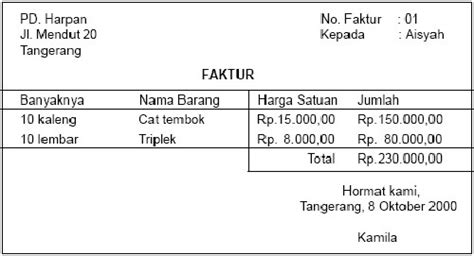 Pengertian Faktur Dan Contohnya Secara Lengkap