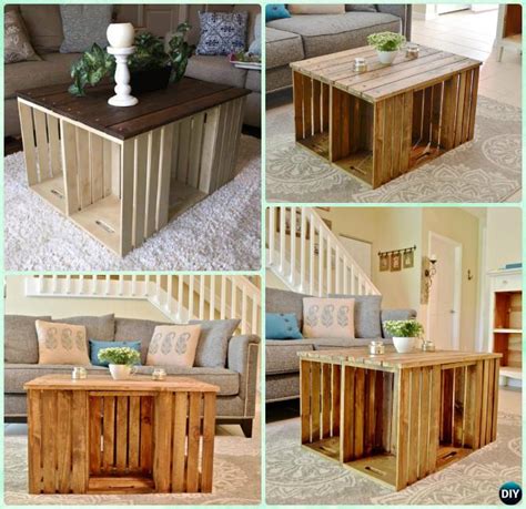 Once the crates were sufficiently dry, i arranged them into the size and shape i wanted. DIY Wood Crate Coffee Table Free Plans Picture Instructions
