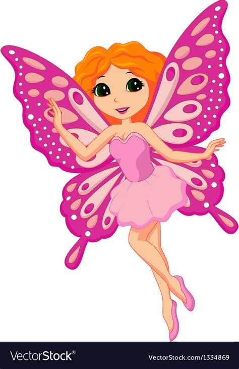 Beautiful Pink Fairy Cartoon Royalty Free Vector Image