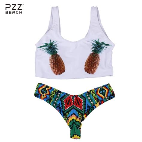 new sexy bikini pineapple print swimwear brazilian bikinis set high neck swimsuit push up beach
