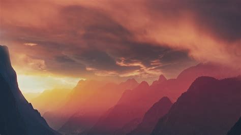 Fog Landscape Mountains Sunset 8k Macbook Air Wallpaper Download
