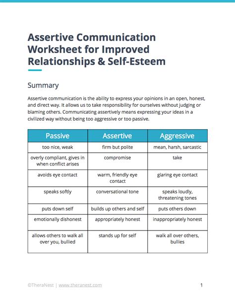 Printable Communication Skills Worksheets For Adults