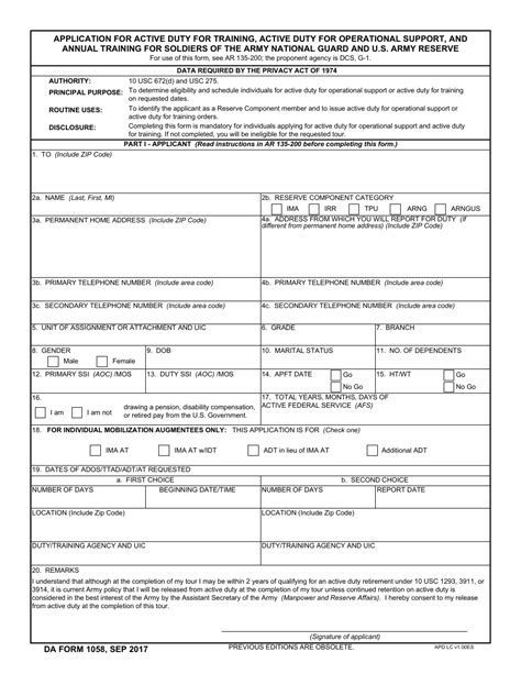 Da Form 1058 R Fillable Printable Forms Free Online