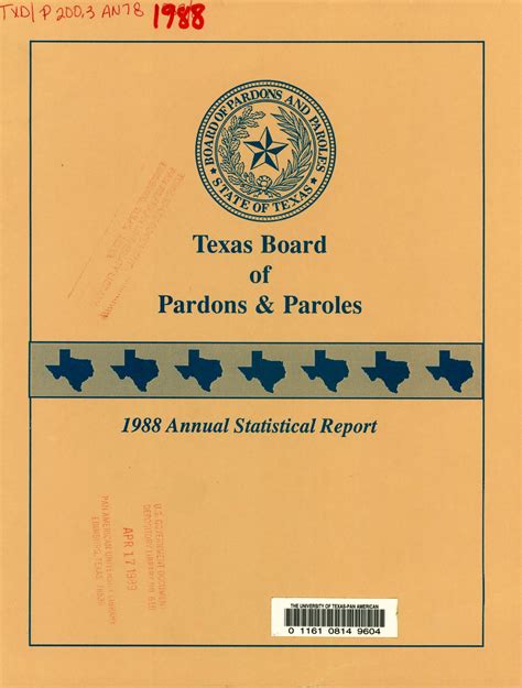 Texas Board Of Pardons And Paroles Annual Statistical Report 1988