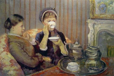 Five O Clock Tea Painting By Mary Cassatt Reproduction
