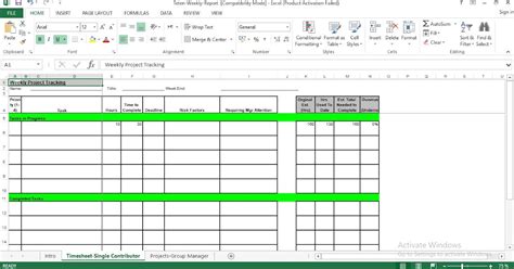 Weekly Project Tracking ُexcel Template