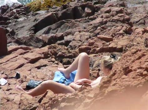 Blonde Fingering Herself On The Beach Voyeur Porn At